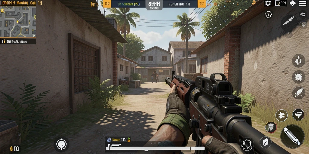 Tampilan gameplay intens dalam pertempuran FPS yang mendebarkan.