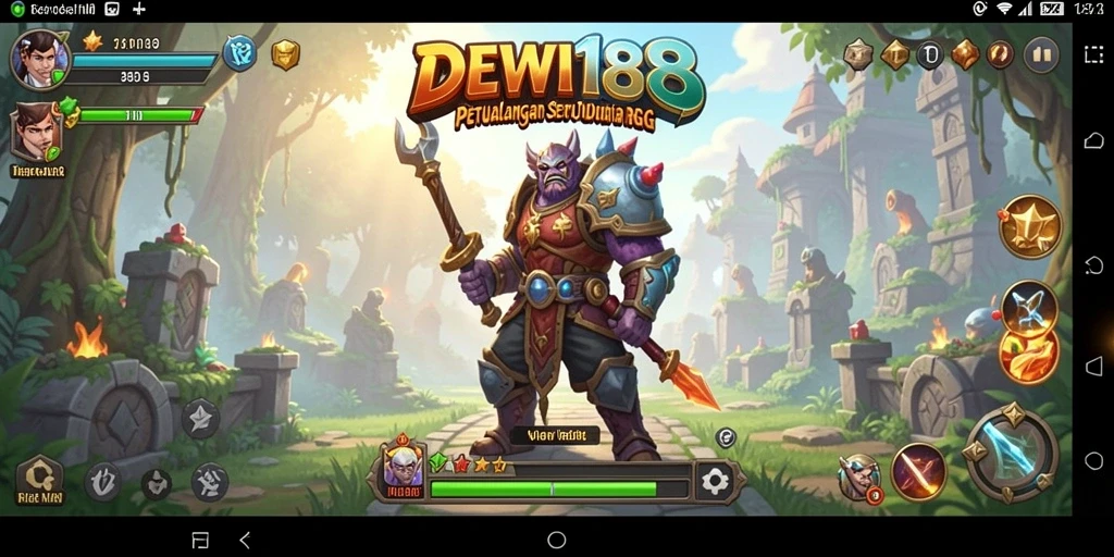 Screenshot gameplay DEWI188 yang menampilkan pertarungan seru di dunia RPG.