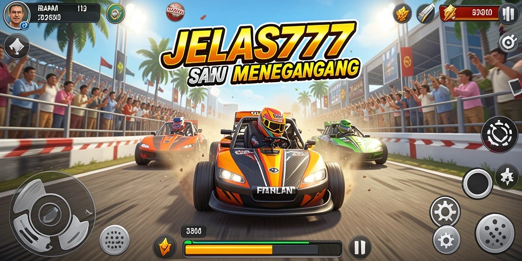 Screenshot gameplay JELAS777 menampilkan balapan yang mendebarkan.