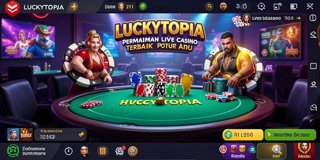 Tampilan gameplay Live Casino yang seru dan interaktif di LUCKYTOPIA.